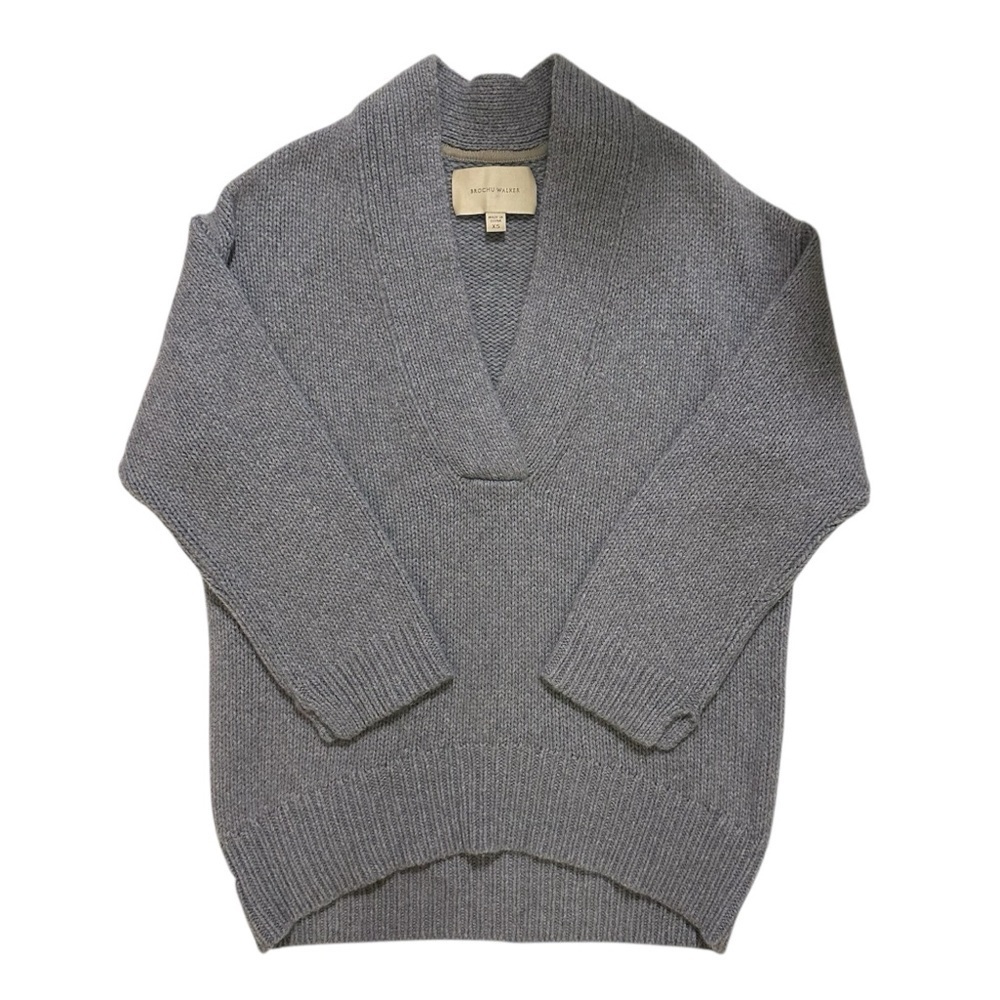 Brochu Walker 100% V-Neck Cashmere Sweater - Blue XS